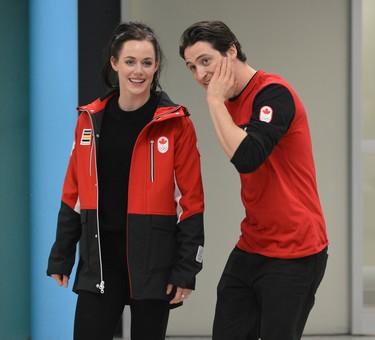 Scott Moir and Tessa Virtue arriving at London International Airport on Monday February 26, 2018 back from the Olympic games where they won gold in the ice dance MORRIS LAMONT/THE LONDON FREE PRESS /POSTMEDIA NETWORK