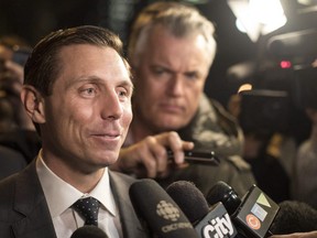 One-time leader and now leadership candidate Patrick Brown leaves the Ontario Progressive Conservative party headquarters in Toronto on Tuesday. (Chris Young/The Canadian Press)