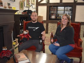 Ayden Gautreau and Katie Anderson-Gautreau relax in the posh retail area of Shakespeare Brewery which they have owned and operated since last summer in the village of the same name, located east of Stratford. 

BARBARA TAYLOR The London Free Press/Postmedia News