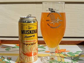 Muskoka Brewery suggests pairing its new Summerweiss Tropical with a bagel, cream cheese and smoked salmon. It's at the LCBO, Beer Store and select grocery stores for a limited time. (BARBARA TAYLOR/London Free Press)