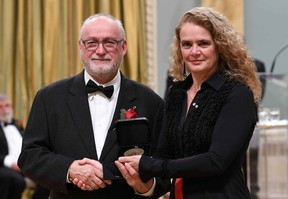 London artist Wyn Gelenyse with Governor General Julie Payette, at Rideau Hall in Ottawa Wednesday March 28, where  he received his 2018 Governor General’s Awards in Visual and Media Arts