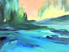 Victoria Falls Sunrise is one of the works featured in Out of Africa, a new exhibit of works by London artist Lynne Pinchin at ArtWithPanache Gallery until March 23.