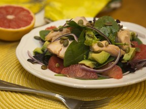 Salad with salmon and grapefruit. (DEREK RUTTAN, The London Free Press)