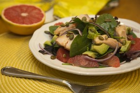 Salad with salmon and grapefruit. (DEREK RUTTAN, The London Free Press)