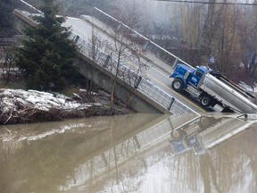 The Imperial Road bridge in Port Bruce, Ont.  collapsed into Catfish Creek. Derek Ruttan/The London Free Press)