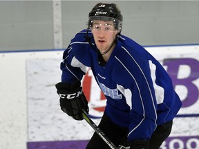 London Knights forward Tyler Rollo at practice with the team at the Western Fair Sports Centre. (MORRIS LAMONT, The London Free Press)