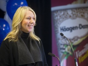 Jayne Payette, Business Executive Officer, Ice Cream at Nestle Canada speaks during an announcement of a $51.5 million expansion to their ice cream plant in London, Ont. on March 2, 2018. (MIKE HENSEN, The London Free Press)