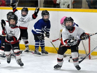 A goal is scored during a game of initiation level hockey at Oakridge arena. MORRIS LAMONT/THE LONDON FREE PRESS /POSTMEDIA NETWORK