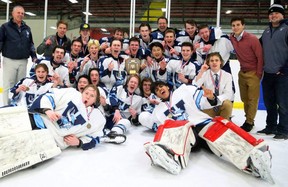 The Lucas Vikings stormed back to beat the CCH Crusaders 5-3, after falling behind 2-0 in the first period in the WOSSAA AAA boys hockey championship on Tuesday.  Mike Hensen/The London Free Press/Postmedia Network