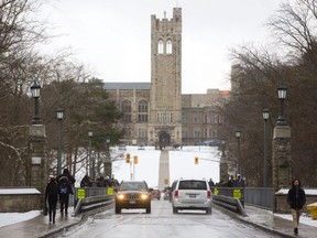 Western is planning to close the University Drive in the future to car traffic allowing only buses and emergency services to use the future. (Mike Hensen/The London Free Press)