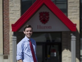 Dylan Matthews is president of Huron University College Student Council in London. Students voted to increase their fees to help pay for more refugees to attend the school. (Derek Ruttan/The London Free Press)