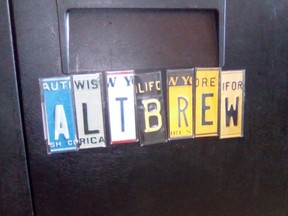 Gluten-free brewery Alt Brew spells it out for taproom visitors using old licence plates.