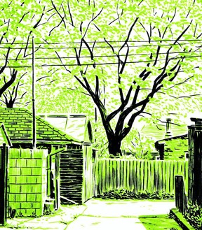 This Toronto streetscape is from Michael Cho’s book Back Alleys and Urban Landscapes. The Hamilton-born illustrator is bringing a series of images from the book to Tingfest, where he will be interviewed by Tingfest founder Diana Tamblyn on April 28. (Special to Postmedia News)