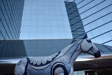 Amarillo's strong horse culture is reflected in some 100 life-sized art structures including this one of Old Blue, created by artist Vicki Claytor and situated in the front of its owner, Amarillo National Bank in the city's downtown.

BARBARA TAYLOR/The London Free Press/Postmedia News