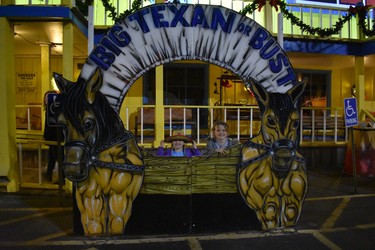 Lexi and Morgan Carter are all smiles outside the world-famous Big Texan steakhouse at Amarillo, Texas.  The Colorado sisters were in town with dad Derek for the annual World Championship Ranch Rodeo in mid-November.

BARBARA TAYLOR/The London Free Press/Postmedia News
