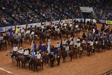 Twenty-three teams from six states (Texas, Kansas, Colorado, Oklahoma. Wyoming and New Mexico) assemble on the dirt floor of the arena prior to competition at Working Ranch Cowboys Association World Championship Ranch Rodeo in Amarillo, Texas, held annually in mid-November.


BARBARA TAYLOR/The London Free Press/Postmedia News