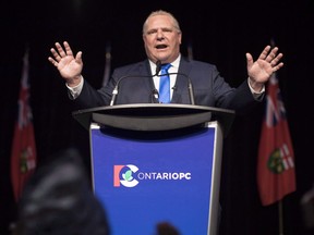 Ontario PC Leader Doug Ford holds a unity rally in Toronto on Monday, March 19, 2018. Ontario Progressive Conservative Leader Doug Ford has appointed candidates in nearly a dozen ridings ahead of the upcoming provincial election, and they include the son of a former premier.They include Mike Harris Jr., the son of former Ontario premier Mike Harris, who led a Tory government in the province for nearly seven years from 1995 to 2002.