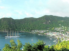 The five masted sailing cruise ship, The Royal Clipper, anchored at Soufriere on the south shore of St. Lucia.
JOE BELANGER/The London Free Press/Postmedia News