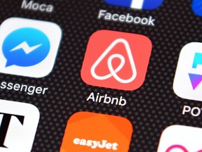 LONDON, ENGLAND - AUGUST 03:  The Airbnb app logo is displayed on an iPhone on August 3, 2016 in London, England.  (Photo by Carl Court/Getty Images)