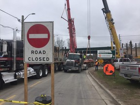 Wharncliffe Road was shut down for construction on Saturday forcing Western students moving out to find other routes. Hank Daniszewski/London Free  Press