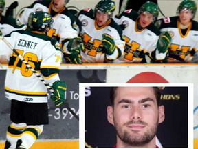 Londoner Matt Kenney played for the Humboldt Broncos in 2014-15. A teammate, Logan Schatz, died in last week's horrific team bus crash. (MARLA POSSBERG/Special to Postmedia Network)