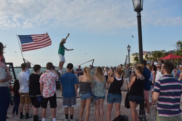 A juggler on a wire is among the performers in Key West's Mallory Square each night at sunset. 
WAYNE NEWTON
SPECIAL TO POSTMEDIA NEWS