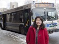 Brescia College student Brittany Ennis has done a survey of LTC bus riders in London, Ont. on Sunday April 8, 2018. Derek Ruttan/The London Free Press/Postmedia Network