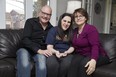 Tom, Katie and Angie Kehoe at their home in London. (DEREK RUTTAN, The London Free Press)