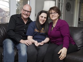 Tom, Katie and Angie Kehoe at their home in London. (DEREK RUTTAN, The London Free Press)