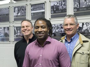 Chris Marcus, Randy McAuley and Chris Curran were added to the Western Mustangs Wall of Champions. (DEREK RUTTAN, The London Free Press)