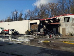 The scene after an explosion at Veolia Environmental Services in Sarnia. (Photo courtesy of Sarnia Fire Rescue Service)