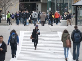 Students move about on the Western University campus in this file photo. (Free Press files)