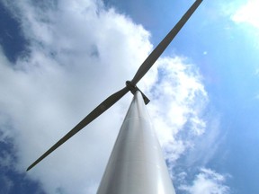 A NextEra Energy turbine at the company's Jericho wind project in Lambton County is shown in this file photo.
