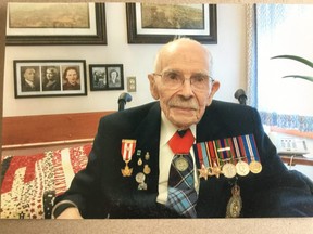 Peter Brennan wasn’t allowed to board a doomed plane with his friend, and is about to celebrate his 95th birthday at The Perley and Rideau Veterans Health Centre in Ottawa. (Supplied photo)