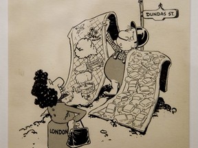 A Merle Tingley original editorial cartoon titled Dundas Street Development from September 12, 1964. (File photo)