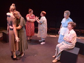 London Community Players present Michel Tremblay's award-winning play, Albertine in Five Times, starring, from left to right,  - Mara Fraccaro (Albertine at 40), Alex Attridge as Madeleine,  Alex Catherine Tremblay (Albertine at 30), Mary Jane Walzak (Albertine at 60), Jane Upfold (Albertine at 50) and Fern Tepperman (Albertine at 70). The show continues until April 21 at the Palace Theatre's Procunier Hall.