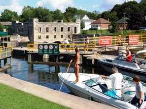 Boaters pass through the Trent-Severn locks at Lindsay.