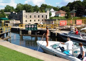 Boaters pass through the Trent-Severn locks at Lindsay.