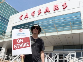 Jeff Stiles and other striking members of Unifor Local 444 voted down a tentative contract with Caesars Windsor May 18, 2018.