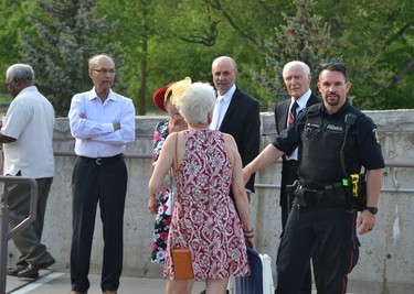 Festival patrons were confused and a little frightened as they were told to evacuate the theatre by Stratford Police, without knowing why. Galen Simmons/The Beacon Herald/Postmedia Network