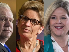 Doug Ford, Kathleen Wynne and Andrea Horwath