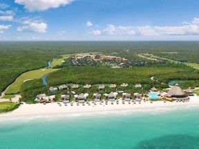 Aerial view of the gold course at Fairmont Mayakoba