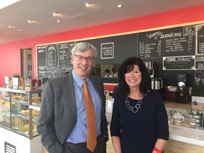Royal Bank CEO Dave McKay and Goodwill Great Lake president Michelle Quintyn toured the cafe at Goodwill on Horton Street Wednesday prior to a roundtable