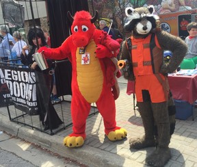 Characters, such as Rocket Raccoon from the Guardians of the Galaxy series, filled downtown London  Saturday as Comic Book Day turned the core into a festival of fandom. (NORMAN DEBONO, The London Free Press)