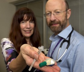 Doctor Sharon Koivu and Dr. Michael Silverman show drug paraphernalia. (File photo)