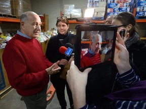 Co-directors of the London Food Bank Glen Pearson and Jane Roy announce the start of the annual spring food drive at the London food Bank. (File photo)