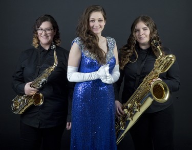 Sydney Fangrad, left, Tabitha Clarke and Hailey Lalonde are just three of the students performing in a Clarke Road Secondary School soul music show. Derek Ruttan/The London Free Press/Postmedia Network