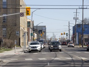 The red light camera on Adelaide St. at Queens Ave. (DEREK RUTTAN, The London Free Press)