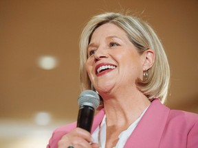 Provincial NDP Leader Andrea Horvath speaks to a packed room of supporters at an NDP rally in Brampton, Monday, May 21, 2018.