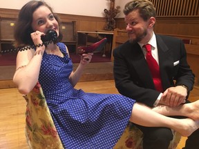 Soprano Katy Clark and baritone Paul Grambo, accompanied by pianist Denise Jung, star in two romantic comedies, George Bernard Shaw’s Village Wooing and Giancarlo Menotti’s opera The Telephone at Elmwood Presbyterian Church Saturday and Sunday.